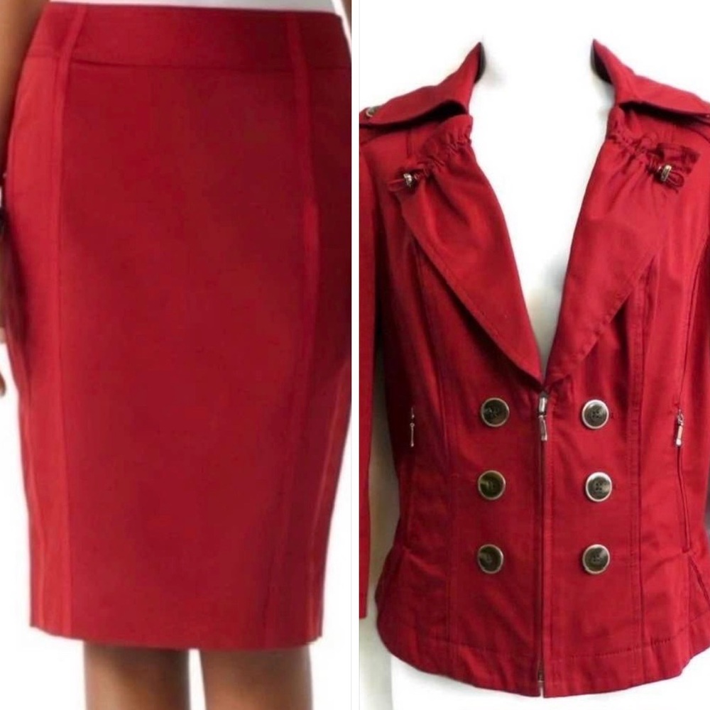 White House Black Market Red Skirt set